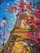 Алмазна мозаїка на підрамнику 30х40см Ейфелева вежа в квітах ST435