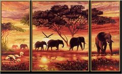 Купить Картина из мозаики. Африканские слоны (Триптих)  в Украине