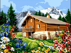 Купити Картина за номерами. Будиночок в Альпах  в Україні