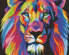 Купить Алмазная мозаика на подрамнике. Радужный лев (40 x 50 см)  в Украине