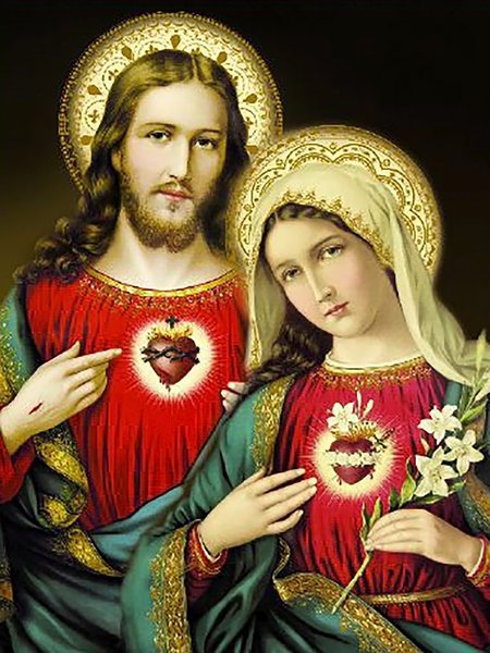 Купить Алмазная мозаика. Святые сердца Иисуса и Марии  в Украине