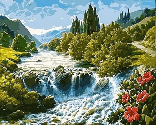 Купити Алмазна мозаїка 40х50 Красивий водоспад SP081  в Україні