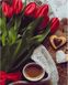 Картина за номерами Червоні тюльпани з кавою, Без коробки, 40 х 50 см