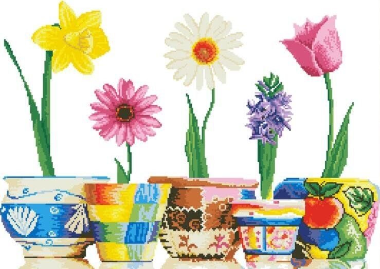 Купить Мозаика квадратными камушками Прекрасные весенние цветы  в Украине