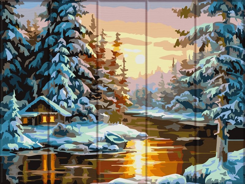 Купити Картина за номерами на дереві. Зима  в Україні