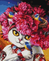 Купити Алмазна мозаїка Квітуча кішка (На підрамнику, 40х50 см, квадратні камінчики)  в Україні