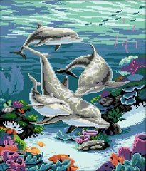 Купити Діамантова мозаїка Сім'я дельфінів  в Україні