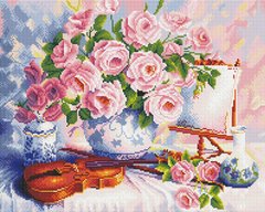 Купити Алмазна мозаїка Рози і скрипка 40х50см SP050  в Україні