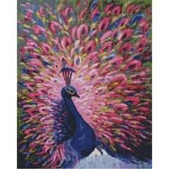 Купить Алмазная мозаика. Розовый павлин (40 х 50 см, набор для творчества, картина стразами)  в Украине