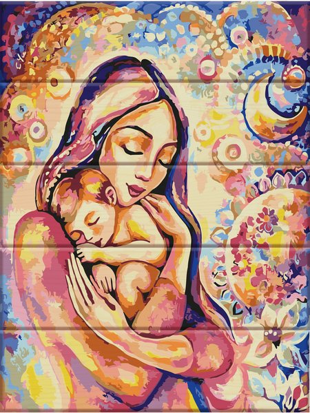 Купить Картина по номерам на дереве. Счастье материнства  в Украине