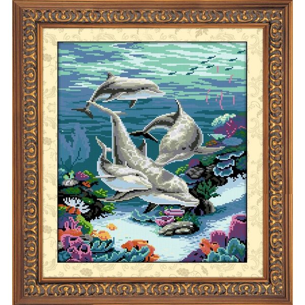 Купить Алмазная мозаика Семья дельфинов  в Украине