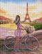 Алмазна мозаїка, набір круглими камінчиками на підрамнику "Романтика в Парижі" 40х50см, З підрамником, 40 х 50 см