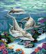 Алмазная мозаика Семья дельфинов, Без подрамника, 35 х 49 см