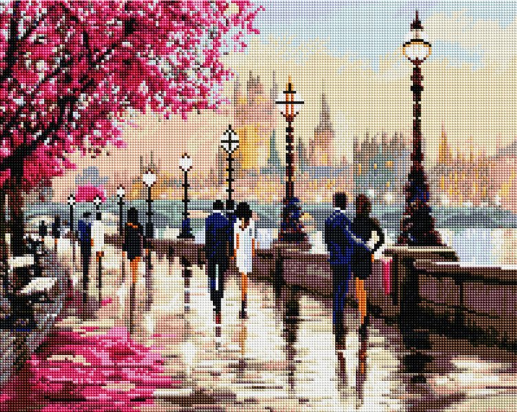 Купить Алмазная мозаика на подрамнике 40 х 50 см. Прогулка по романтическому Лондону (Набор для творчества)  в Украине