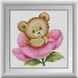 Алмазная живопись Мишка в розовом цветке, Без подрамника, 23 х 23 см