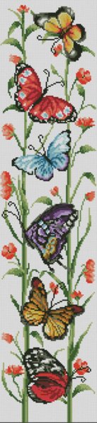 Купити Алмазна мозаїка. Метелики з червоними квітами 20x84 см  в Україні