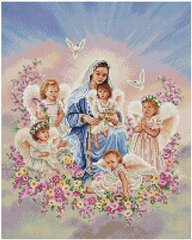 Купить Набор алмазной мозаики Дева Мария с ангелами 40х50 SP091  в Украине