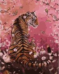 Купити Картина за номерами Тигр на рожевому фоні  в Україні