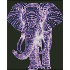 Купить Алмазная мозаика на подрамнике. Неоновый слон (круглые камушки, 40 х 50 см)  в Украине