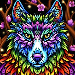 Купить Алмазная мозаика. Красочный волк  в Украине