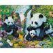 Алмазная мозаика на подрамнике. Счастливая семья панд (30 х 40 см, набор для творчества, картина стразами), С подрамником, 30 х 40 см