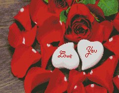 Купить Алмазная мозаика по номерам круглыми камешками. Красные розы любви (на подрамнике)  в Украине