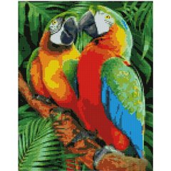 Купить Алмазная мозаика на подрамнике. Яркие попугаи (30 х 40 см, набор для творчества, картина стразами)  в Украине