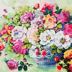 Купити Картина за номерами без коробки. Різнокольорові троянди  в Україні