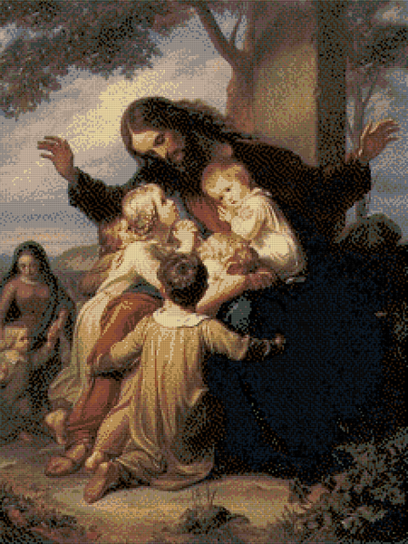 Купить Алмазная мозаика. Иисус и дети 80 х 60 см  в Украине
