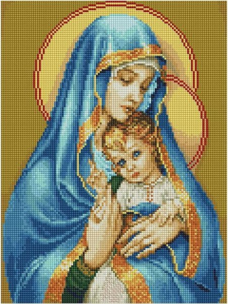 Купить Набор алмазной мозаики 30х40 Дева Мария с Иисусом ST421  в Украине