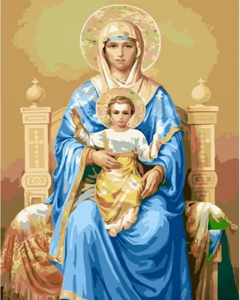 Купити Картина за номерами Храмова Богородиця на троні  в Україні