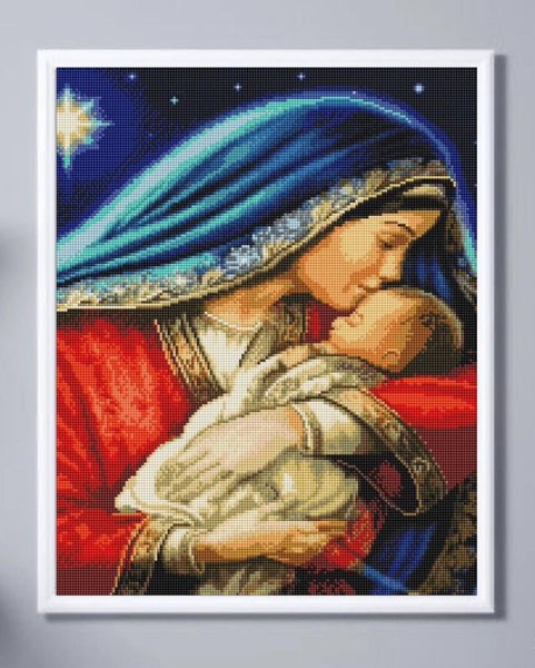 Купити Набір алмазної вишивки 40x50 см. Ікона Марія з Ісусом  в Україні