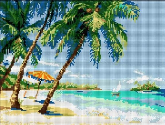 Купить Мозаика квадратными камушками Тропический пляж  в Украине