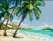 Мозаика квадратными камушками Тропический пляж, Без подрамника, 45 х 60 см