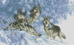 Купити Алмазна мозаїка В зимовому лісі (вовки)  в Україні