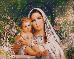 Купити Набір алмазної мозаїки 40х50 Діва Марія з Ісусом SP011  в Україні