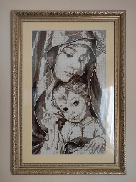 Купити Алмазна мозаїка 30х50 Богородиця з Ісусом сепія TP900  в Україні