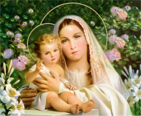 Купити Набір алмазної мозаїки 40х50 Діва Марія з Ісусом SP011  в Україні