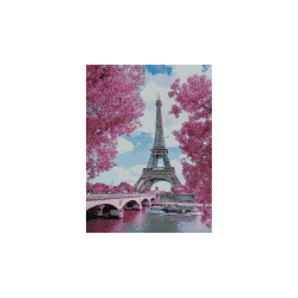 Купить Алмазная мозаика по номерам круглыми камешками (на подрамнике). Париж в розовых тонах  в Украине