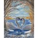 Алмазна мозаїка на підрамнику. Кохання лебедів (30 х 40 см, набір для творчості, картина стразами), З підрамником, 30 х 40 см
