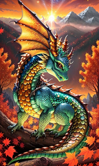 Купити Набір алмазної мозаїки 30х50 см. Зелений дракон в горах (викладка за номерами на полотні) квадратні камінчики, повна викладка полотна  в Україні