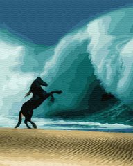 Купити Картина за номерами без коробки. Кінь проти хвилі  в Україні