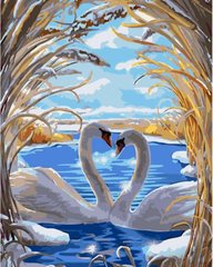 Купити Картина за номерами Любов лебедів  в Україні