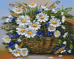 Купити Алмазна мозаїка 40x50 см. Букет ромашок і волошок  в Україні