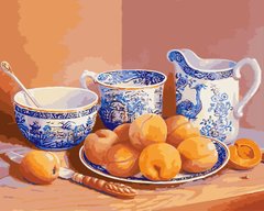 Купить Рисование по номерам. Натюрморт с абрикосами и старинным сервизом (Без коробки)  в Украине
