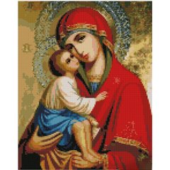 Купити Алмазна мозаїка на підрамнику. Ікона Матір Божа (30 х 40 см, набір для творчості, картина стразами)  в Україні