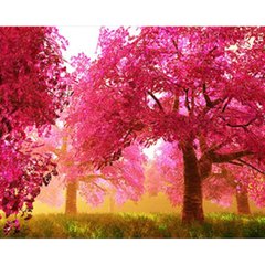 Купить Алмазная картина на подрамнике, набор для творчества. Розовый лес размером 40х50 см (квадратные камешки)  в Украине