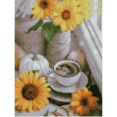 Купить Алмазная мозаика на подрамнике. Кофейный натюрморт (круглые камушки, 30x40 см)  в Украине