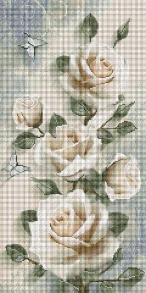 Купить Набор алмазной мозаики Белые розы панно 29х59 TS1301  в Украине