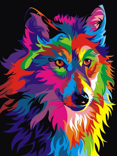 Купить Картина по номерам. Радужный волк  в Украине